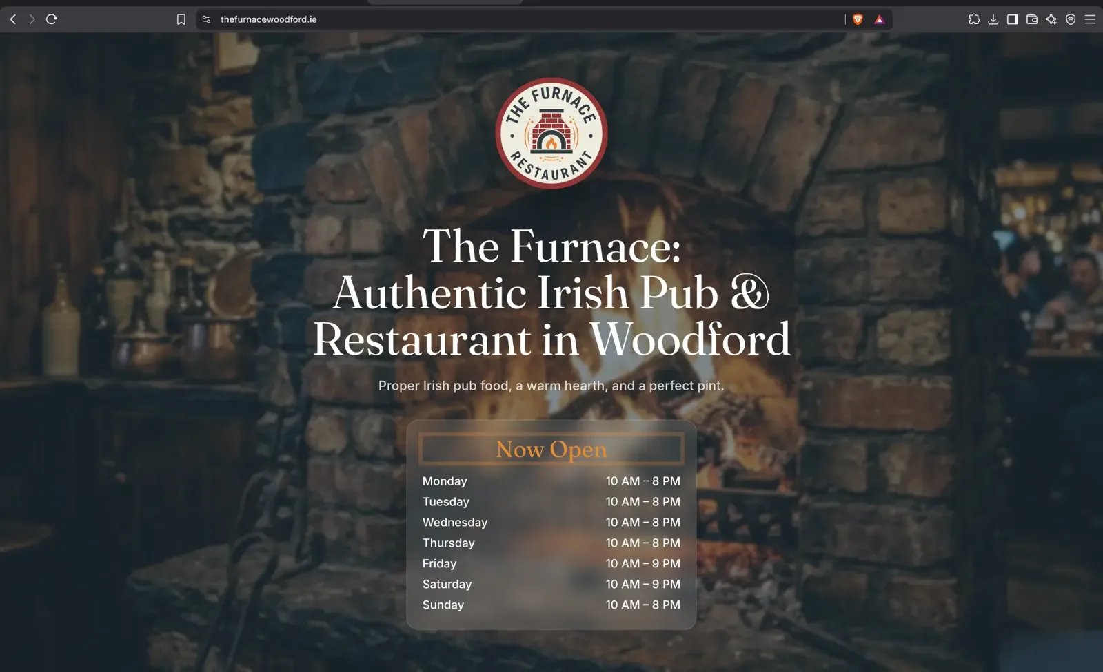 Screenshot of the The Furnace Woodford website.