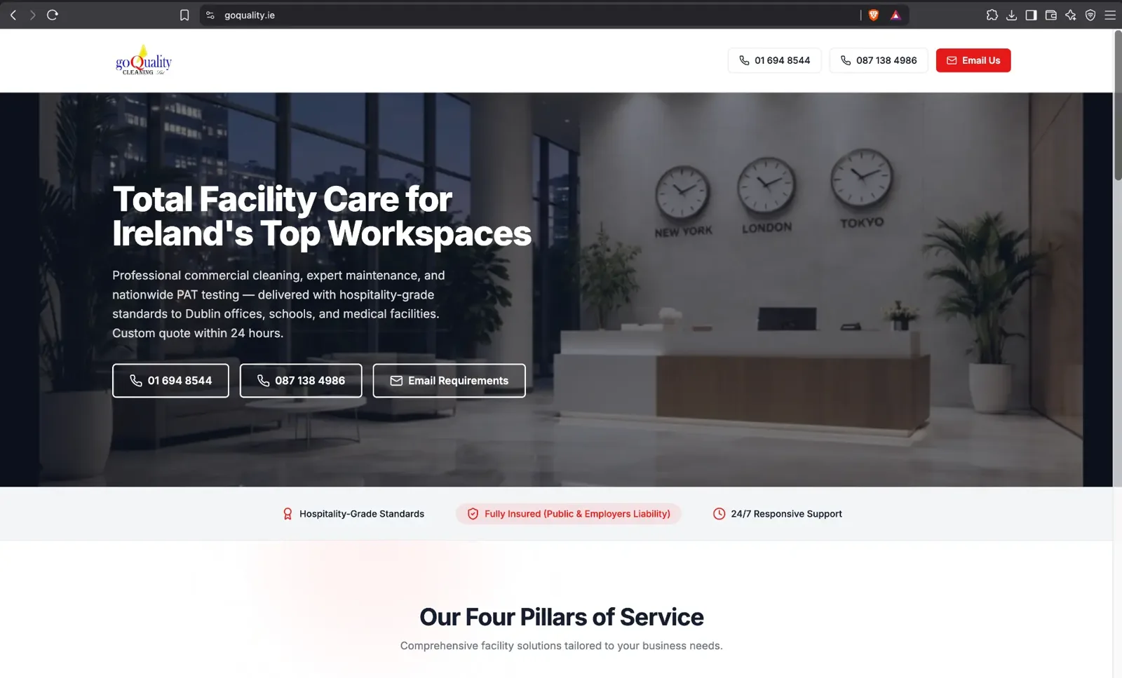 Screenshot of the Go Quality website.